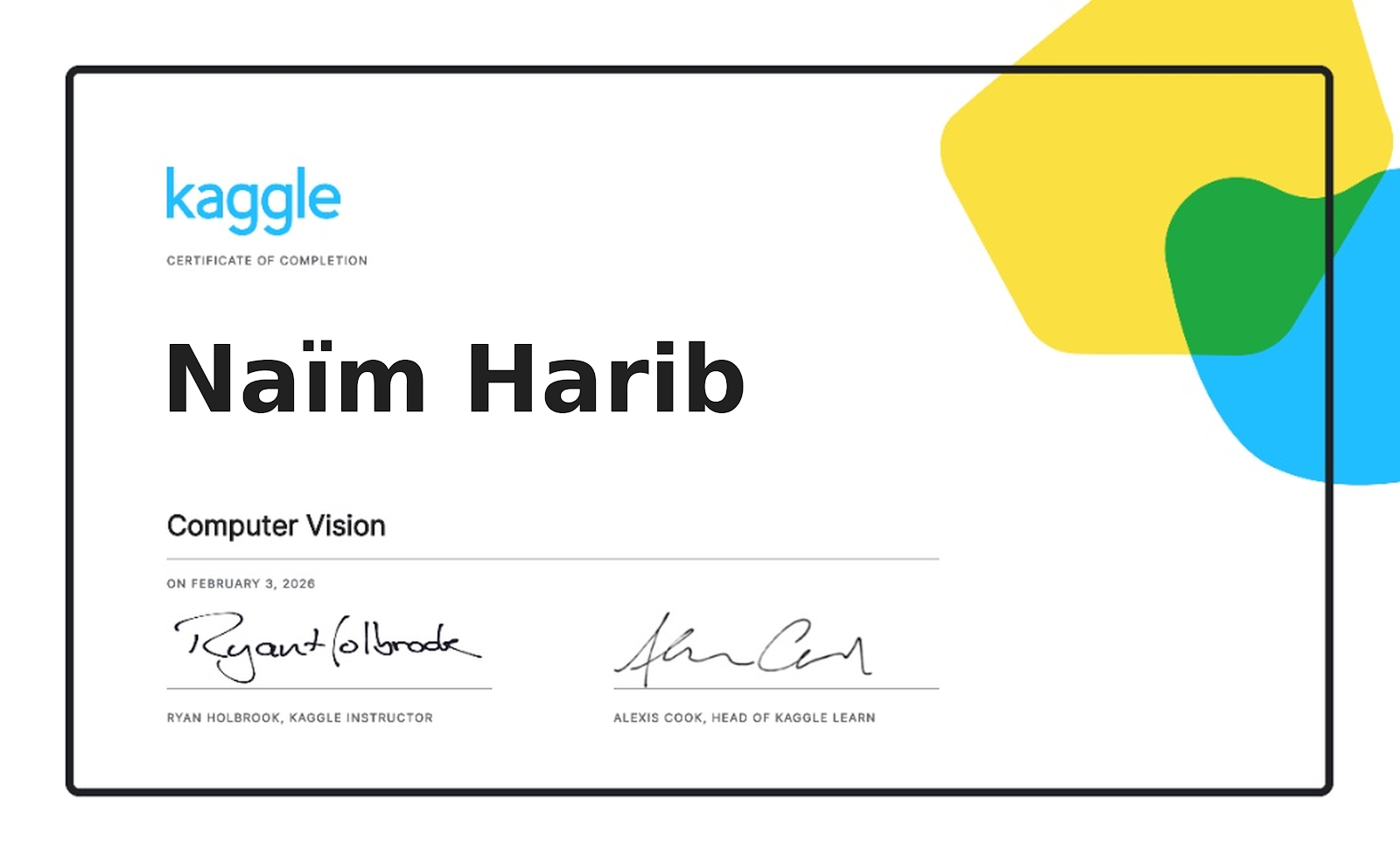 Certificat Kaggle
